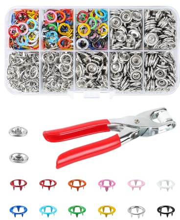 Bohoray 150 Paare Druckknöpfe Ohne Nähen, 9.5mm Druckknopf Set Mit Zange Für Druckknöpfe Jersey, Feste Druckknopfzange Set Metall Für DIY Basteln Baby Kinder Kinderbekleidung, Kleidung Taschen