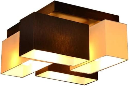 Deckenlampe Milano B4D Holz Deckenleuchte 4 flammig E14 Designer Lampe verschiedene Varianten (Creme-Braun)