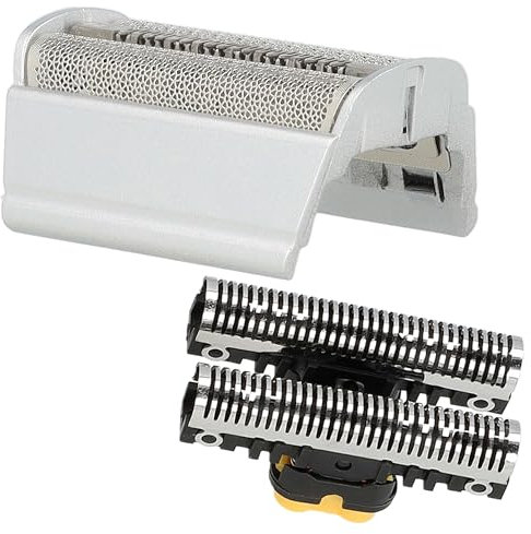 vhbw 1x Klingenblock, 1x Doppelscherfolie mit Rahmen kompatibel mit Braun Flex Integral 5466, 5465 Rasierer - Kombipack Schwarz Silber