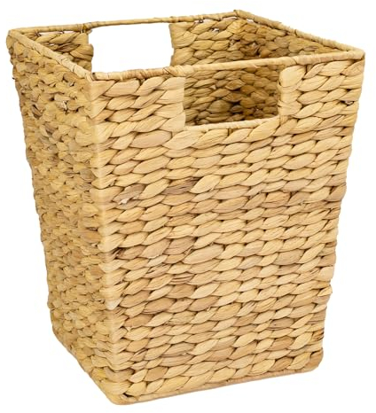 HMF Papelera de oficina trenzada de jacinto de agua, rectangular, 25 x 25 x 30 cm