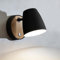 ouglres Wandlampe mit Schalter Schwarz,Holz Wandleuchte Industrial,Aluminium Schirm Drehbar,Modern Innen Wandlampe,Bettlampe für Schlafzimmer Bett,Wohnzimmer,Flur,Treppen, Badezimmer,E27,1pcs