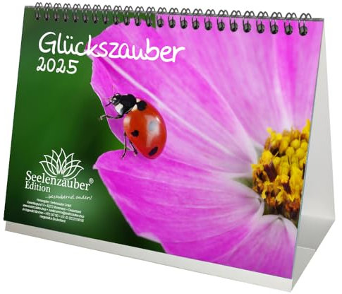 Glückzauber DIN A5 Tischkalender für 2025 Glück Kleeblatt Schweinchen - Seelenzauber