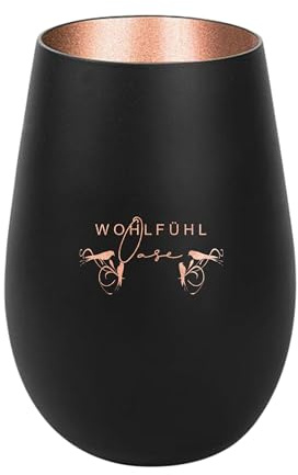Der-Porzellan-Laden Windlicht mit Gravur Wohlfühloase, Schwarz Bronze, Teelichthalter aus Glas mit Spruch, Tischdeko modern
