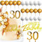JeVenis White Gold Happy 30 Birthday Cake Decoration 30 Birthday Cake Topper Gold Balls Happy Birthday Sign for Gold White Birthday Party Supplies Favors