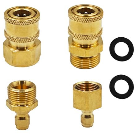 GZSYWZ 4pcs M22-14mm to 1/4in Pressure Washer Adapter Set Power Washer Fittings Adapter Pressure Washer Fast Connect Kit to 1/4in Fast Connect & Quick Release Disconnect for Power Washer Hose Pump