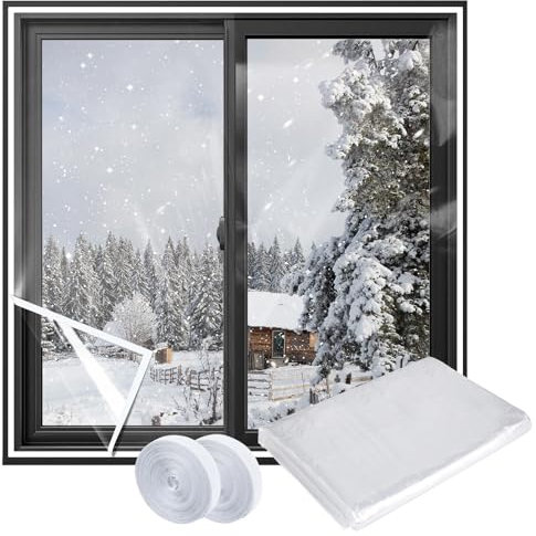 Shackcom Fenster Isolierfolie Thermo Cover Transparente 120cm X 160cm Für Fensterisolierung gegen Wind und Kälte Fensterisolierung-Selbstklebend/Wiederverwendbar