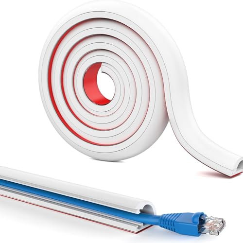 Minikabelkanäle, 2 Meter Halbrunde Kabelabdeckung Kabelschacht, 14mm×10mm Flexible Kabelabdeckung Selbstklebende Kabelschacht zum Verstecken von 1 Kabel(Weiß)