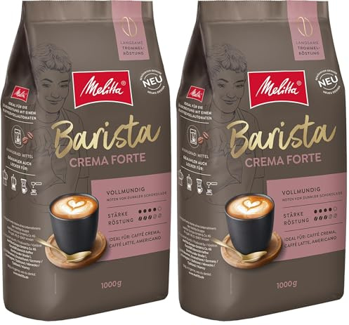 Melitta Barista Classic Crema Forte, Ganze Kaffee-Bohnen 1kg, ungemahlen, Kaffeebohnen für Kaffee-Vollautomat, kräftige Röstung, Stärke 4 (Packung mit 2)