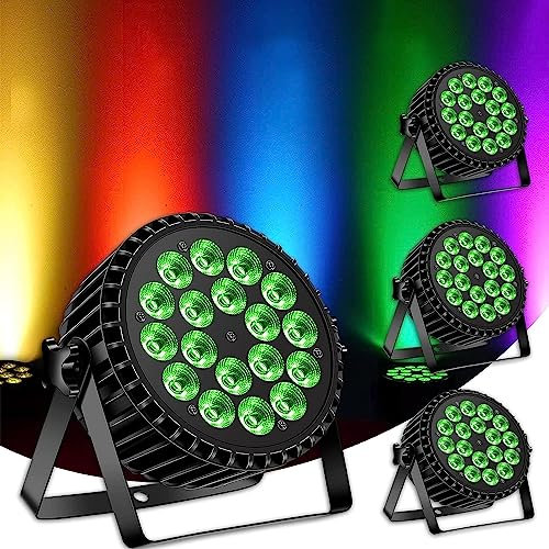 4 pièces 200W LED Par Projecteur, 18 led par projecteur lumière de scène lumière de fête RGBW DMX512 4-en-1 éclairage par lumière disco pour scène DJ Party Show Bar Halloween Noël