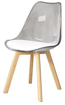Esszimmerstuhl aus Acryl, nordischer Stil, transparenter Kunststoff, Küchenstuhl, verdicktes und schlichtes Design, ideal für Wohnzimmer, Küche und Café, Farbe: Grau