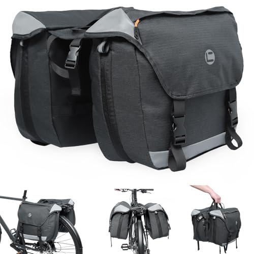 QYCHHJ Double Side Pannier Bags 25-35L Bike Rack Bags for Bicycles Rear Rack with Water-Resistant Zippers, Waterproof Bike Trunk Bag with Side Pockets Pannier Bag
