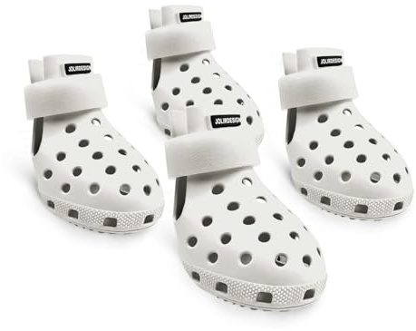 Hundeschuhe Pfotenschutz Outdoor – Hundeschuhe Wasserdicht, einfach an- und auszuziehen, atmungsaktiv, rutschfest, leicht zu reinigende Hundestiefel für Sommer Hitze und Winter Schnee (Weiß, XS)