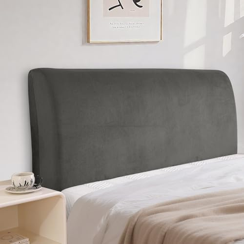 CYCMACO Samt Bett Kopfteil Bezug Universell 120cm, Grau | Staubdichte Dehnbare Kopfteilbezug, Verdicken Kopfteilbezug Überzug, Strecken, Waschbar, Für Schlafzimmerdekoration