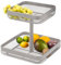 eluno 2-stöckige eckige Obstetagere/Brotkorb, Etagere, Obstschale, Obstkorb aus Metall, viel Platz für die übersichtliche Lagerung von Obst, Gemüse, Brot und Snacks in Küche und Wohnzimmer (Taupe)