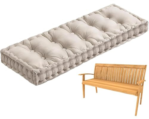 Generisch 10cm Bankauflage Outdoor Mit Griff, Weich Samt Stuhlkissen Bankauflage Sitzkissen Hollywoodschaukel Auflagen Fenstersitzmatte für Gartenmöbel Terrasse Indoor,Weiß,110x60cm