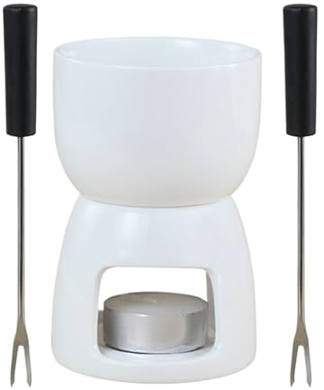 Generisch Kitchen Chocolate Fondue - Chocolate Fondue Candle | Ceramic Warmer with Two Forks, 150ml Cup of Melted Chocolates