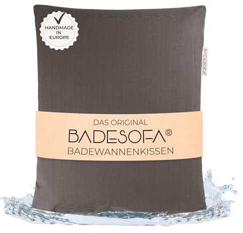 BADESOFA® Badewannenkissen S | Premium-Qualität | Bequemes Badewannen-Kissen, Schnelltrocknend & waschbar | Made in EU | Passt in Jede Badewanne | Bade-Polster in Mocha