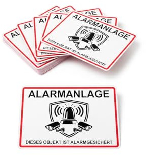 Alarmanlage 10 STK. Aufkleber Sicherheits‑Sticker Haus Wohnung Auto Warnhinweis wetterfest Selbstklebender Alarm Sticker zur Abschreckung Hinweis (Weiß, A8 Version 2)