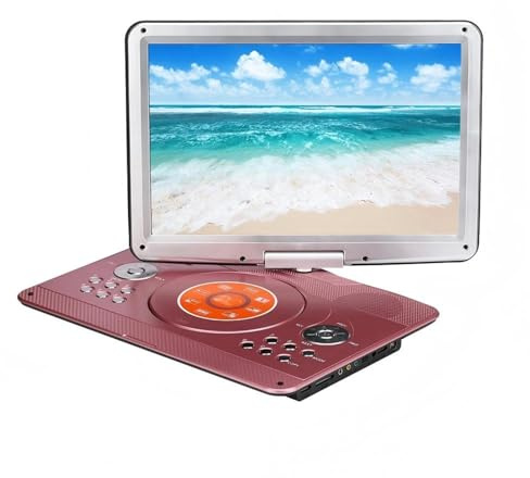 Lecteur DVD Portable 22 Pouces Haut-Parleur HD 1280x800P Machine de Jeu vidéo Vieil Homme Mobile Musique Chantant avec TV MP3 MP4 Rotatif Or Rose Portable et doté d'une Longue autonomie.
