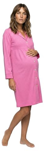 Banii Nachthemd Damen Langarm Emma mit Punkten und Knopfleiste S-XL Stillen Schlafshirt Umstandsmode Schwangerschaft