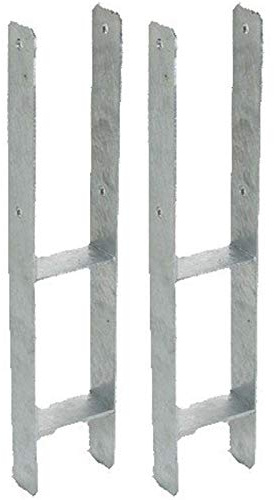 RBS24 Pfostenträger H Form | schwere Ausführung 5,6mm | Pfostenanker verzinkt | zum Einbetonieren | Länge 600mm | 121mm 2 Stück