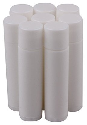 HugeStore 5ML Weiß Leer Kunststoff Lippenpflegestift Rohre Lippenbalsam Behälter Lippenstift-Hülsen mit Kappe 25 Stück