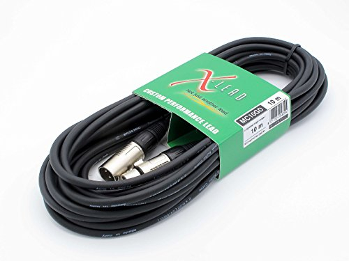 X-LEAD MC10GD100BK Serie GOLD - Cable de micrófono de calidad profesional - XLR/XLR - cable balanceado - Conectores originales INCO - (10 m, negro) - MADE IN ITALY by INCO