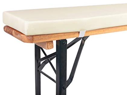 TexDeko® Bierbankauflage gepolstert 220x25x4cm XL für Bierzeltgarnitur Bankauflage waschbar mit Reißverschluss zum selber aufziehen (Creme)