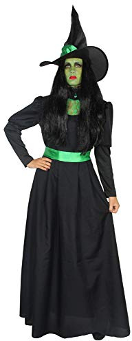 Foxxeo grün schwarzes Hexen Kostüm mit Hexenhut für Damen - Größe M-XXXXL - Fasching Karneval Halloween
