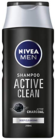 Nivea Men Active Clean Shampoo, Aktivkohle-Shampoo für normales bis fettiges Haar, Tiefenreinigungsshampoo für Herren mit einem frischen, maskulinen Duft, 250 ml