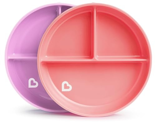 Munchkin Stay Put Divided Suction Plates, Pink/Purple