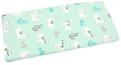 TupTam Baby Spannbettlaken Kinder Spannbetttuch für Babybett Kinderbett Gemustert, Farbe: Lama Mint, Größe: 70 x 140 cm
