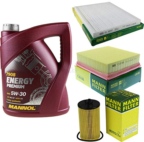 Filter Set Inspektionspaket 5 Liter MANNOL Motoröl Energy Premium 5W-30 API SN/CF MANN-FILTER Luftfilter Innenraumfilter Ölfilter