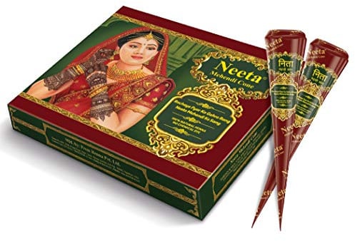 Neeta Mehandi Kegel für Handgestaltung, Henna Mehendi, Kegel Braut Mehndi Kegel für Hochzeit, Dulhan Mehndi Kegel, 12 Stück