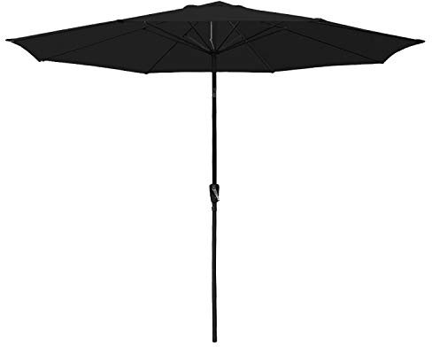 Happy Garden Parasol droit HAPUNA rond 3,30 m de diamètre noir avec manivelle. Parasol droit inclinable.