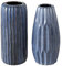 WHW Whole House Worlds Iconic Scandi Ripple Vasen, 2er-Set, Blue Indigo, handgefertigt, handglasiert, Porzellan, Knisterfalten-Oberfläche, rustikaler moderner Stil, je 10,2 cm Durchmesser x 24,1 Höhe
