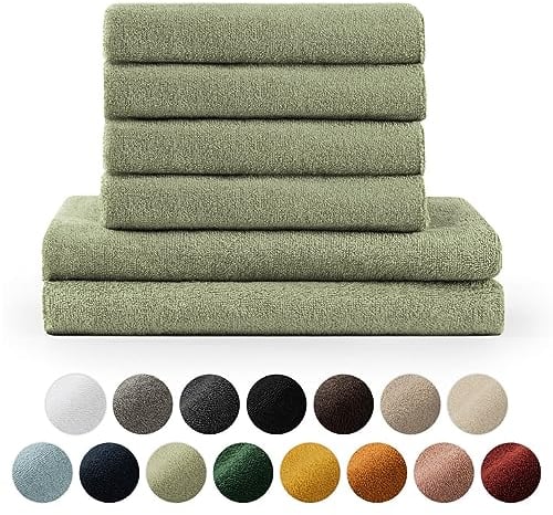 Blumtal Premium Frottier Handtücher Set 4 teilig 100% Baumwolle - Oeko-TEX zertifiziertes Badetuch 2X (70x140 cm) + Towel 4X (50x100 cm) - saugstarkes Frottiertücher Set - Handtücher Grün