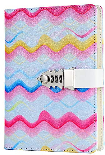 Nitukany Tagebuch, niedliches liniertes Tagebuch mit Verriegelung für Mädchen, Kinder, Frauen, Schreiben persönliches gesperrtes Tagebuch, Meerjungfrau, Pailletten, Geheimnotizbuch, Geschenke