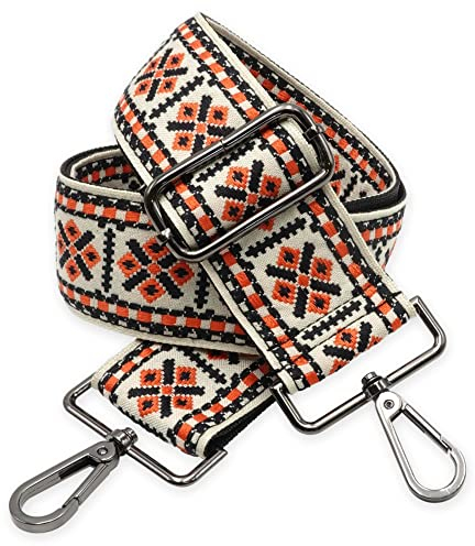 BENAVA Taschengurt Karo Muster Schulterriemen für Taschen 75-135cm mit Karabiner in Farbe Schwarz | Schultergurt für Taschen mit Strickmuster als Ersatz für Taschenhenkel Taschenriemen Taschenkette