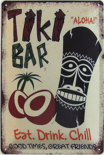 Generisch Metallschild 20 x 30 cm The Tiki Bar Hawaii Cocktails Aloha Eat Drink Chill Blechschild
