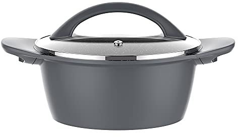 Schäfer Aluguss Schmortopf mit Glasdeckel,silber Ø32cm 9,6L Aluminium Kochtopf Antihaft Beschichtung Topf