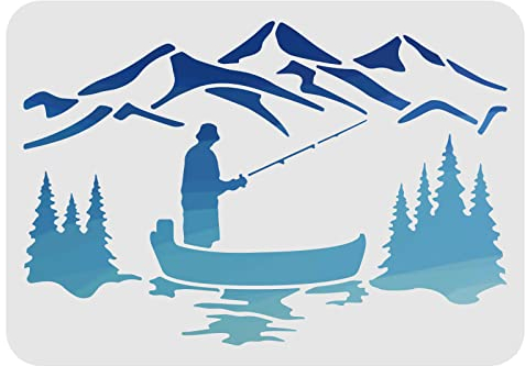 FINGERINSPIRE Schablonen zum Zeichnen von Bergen, 29,7 x 21 cm, Kunststoffschablonen, Dekoration, quadratisch, wiederverwendbar, zum Malen auf Holz, Boden, Wand und Stoff