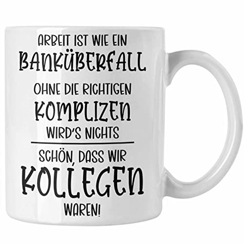 Trendation - Jobwechsel Tasse Geschenk Kollegen Kollegin Abschied Abschiedsgeschenk Neuer Job Kaffeetasse Geschenkidee (Weiß)