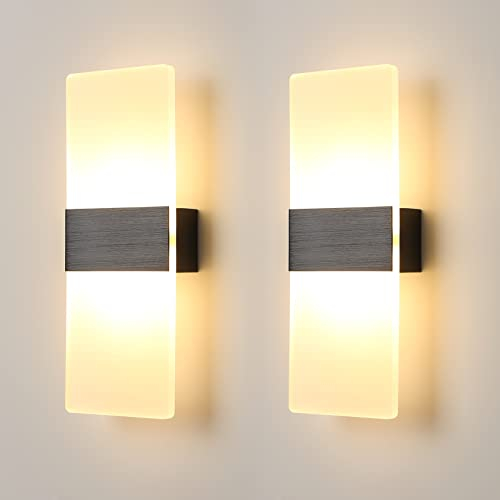 FUPE Wandleuchte innen 3000K,Schwarz,1020Lumen LED Wandleuchte innen up and down Flurlampe Wand Belechtung Wandlampe für Schlafzimmer Korridor Wohnzimmer Treppen etc warmes weißes Licht