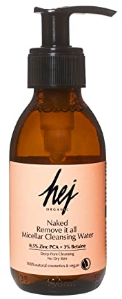Micellar Cleansing Water (150 ml) für unreine, ölige & Mischhaut, reinigt porentief & spendet Feuchtigkeit, reduziert Talgproduktion & Unreinheiten, Naturkosmetik, 100% vegan | HEJ ORGANIC