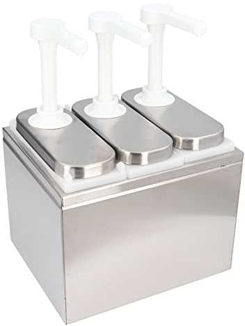 Pompe de Distributeur de Sauce, Distributeur de Pompe de Condiment D'acier Inoxydable pour la Sauce D'assaisonnement de Confiture de Salade, 1L(3 Pumps)