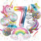 Luftballon Einhorn für Mädchen 7. Geburtstag Dekoration Folie Runde Einhorn Luftballon Regenbogen Sterne und Zahl 7 Folienballon für Geburtstagsdeko Mädchen 7 Jahr Einhorn Thema Partydekorationen