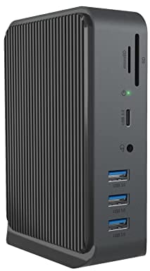 ICY BOX USB-C Docking Station (14-in-1) für 2 Monitore (2X HDMI), 7-Fach USB 3.0 HUB, Gigabit Ethernet, Audio, SD-Kartenleser, DisplayLink, Anthrazit, IB-DK2261AC