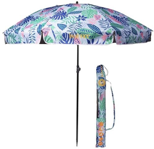 Isotoner Parasol de plage ultra résistant anti vent, et anti uv upf50+,