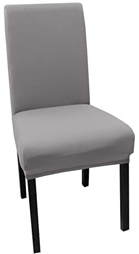 YUNSHANGHE Universal Stretch Stuhlhussen 4er Set, Abnehmbare Elastische Moderne Beschützer Stuhlbezug, Esszimmer überzug Bi-Elastic Spannbezug, Stuhlüberzüge für Bankett Hochzeit Party Deko (Hellgrau)
